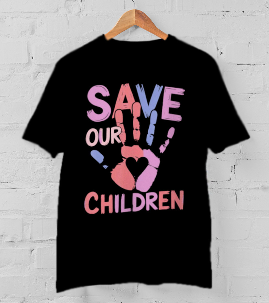 Save Our Children End Human Trafficking Awareness Handprint Heart T-Shirt