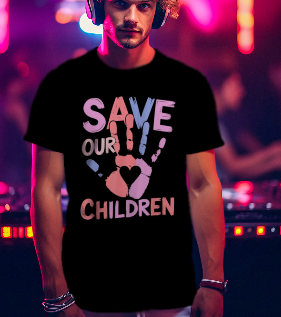 Save Our Children End Human Trafficking Awareness Handprint Heart T-Shirt