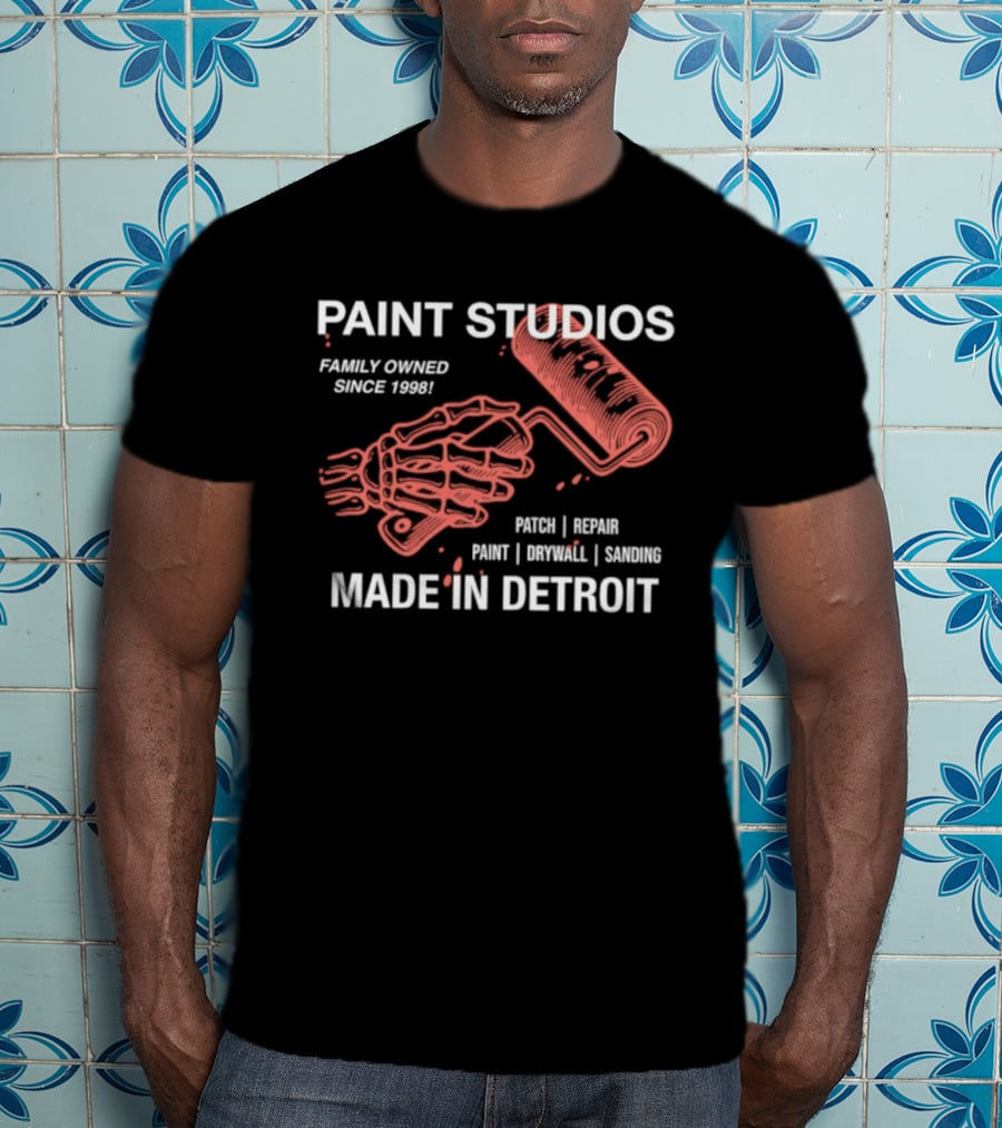 Paint Studios Family Owned Since 1998 Patch Denim Print Upholstery Sewing Made In Detroit T-Shirt