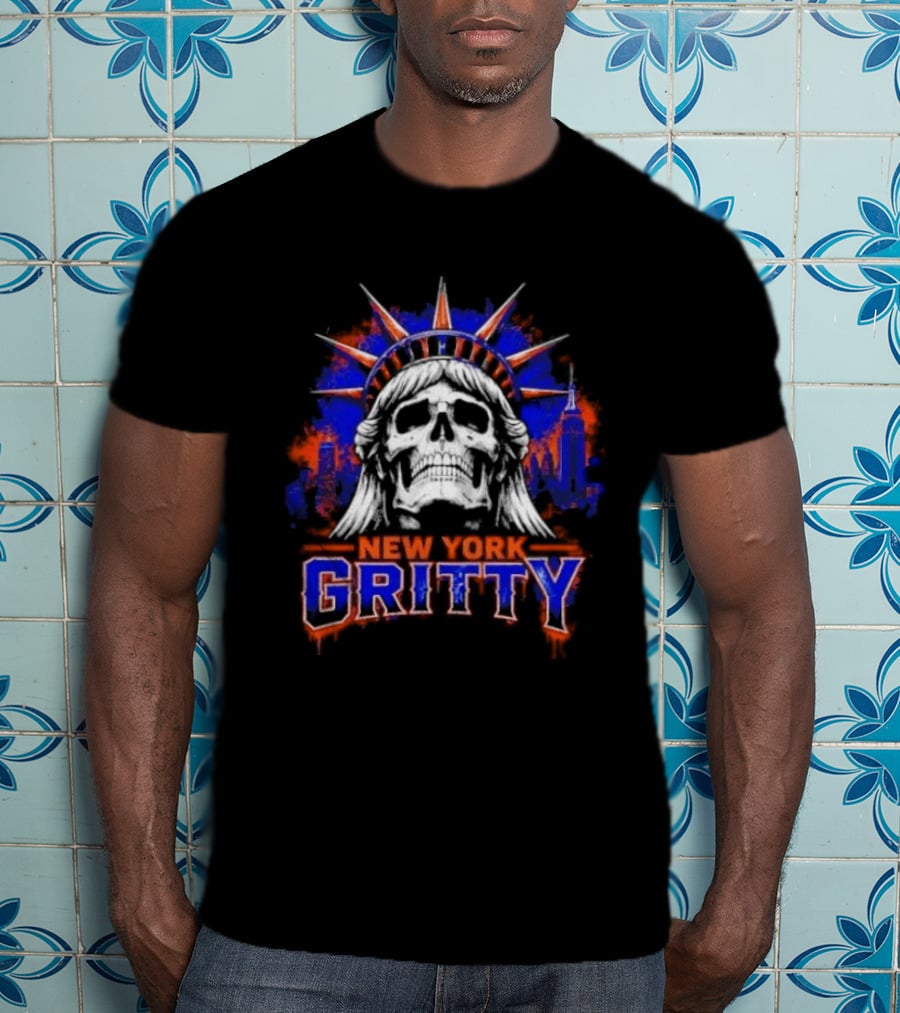 New York Gritty Skull Liberty Knicks T-Shirt