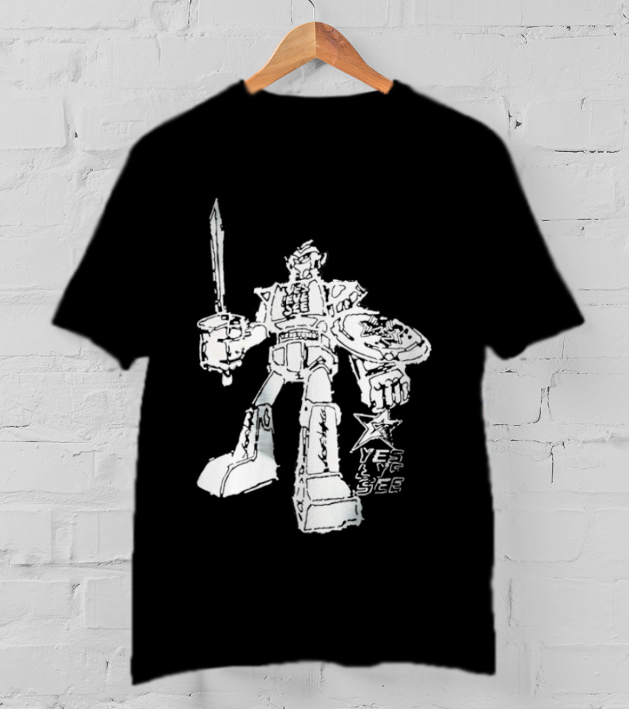 Yes Eye See Robot With Sword Shield Star T-Shirt