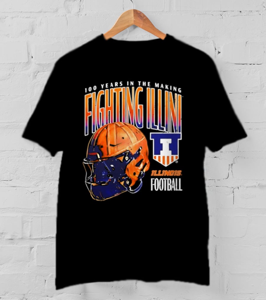 Fighting Illini 100 Years In The Making 2023 Illinois Football Helmet T-Shirt