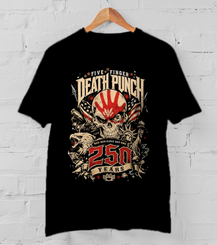 Five Finger Death Punch American Independence Day 250 Years Anniversary Skull Handprint T-Shirt