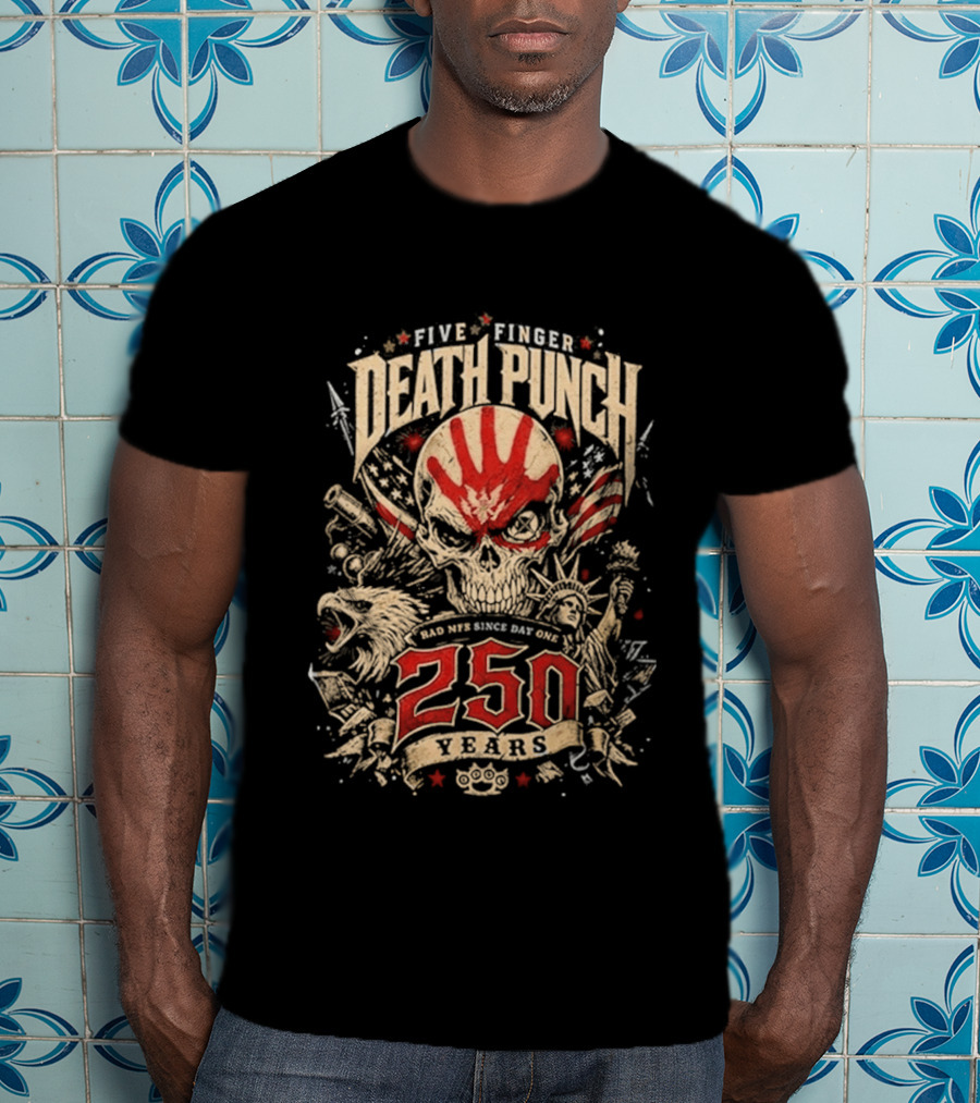 Five Finger Death Punch American Independence Day 250 Years Anniversary Skull Handprint T-Shirt