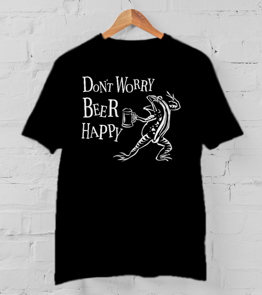Don't Worry Beer Happy Frog Holding T-Shirt