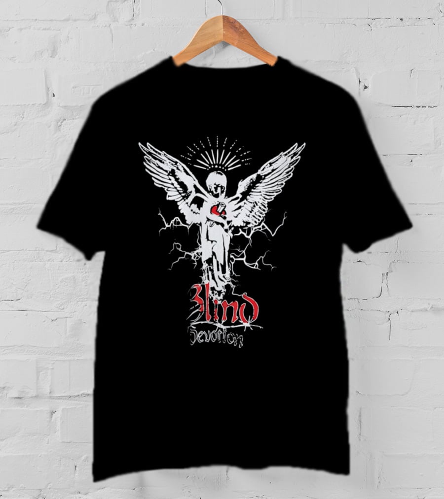 Blind Devotion Winged Angel With Sacred Heart And Halo T-Shirt