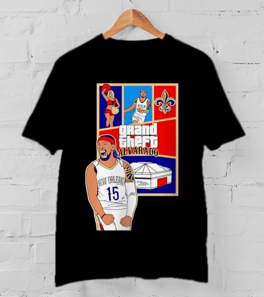 Grand Theft Alvarado New Orleans NOLA 15 Fleur De Lis Basketball T-Shirt