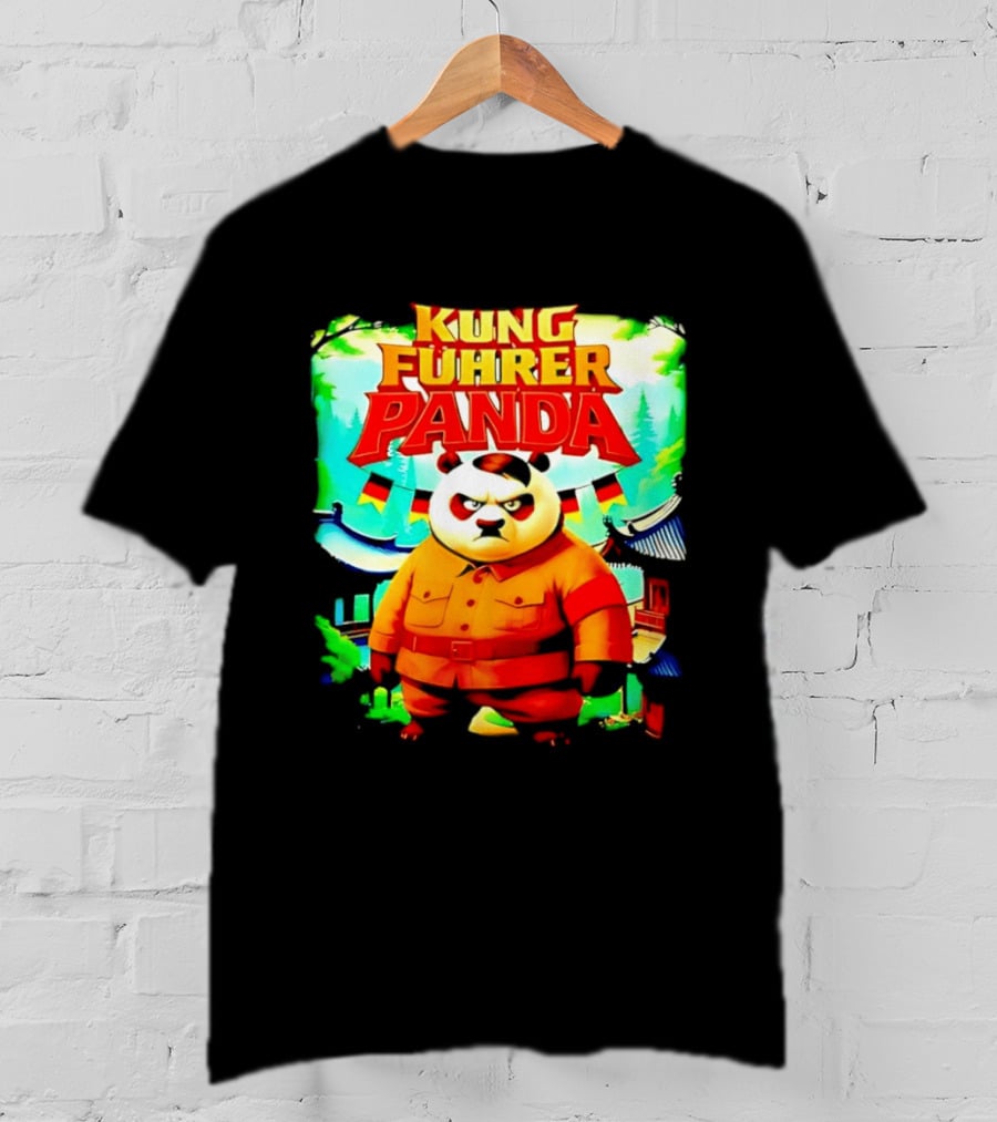 Kung Fuhrer Panda Military Styled Bear With Flags T-Shirt