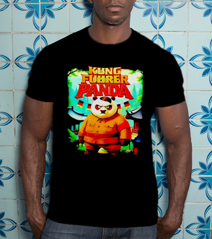 Kung Fuhrer Panda Military Styled Bear With Flags T-Shirt