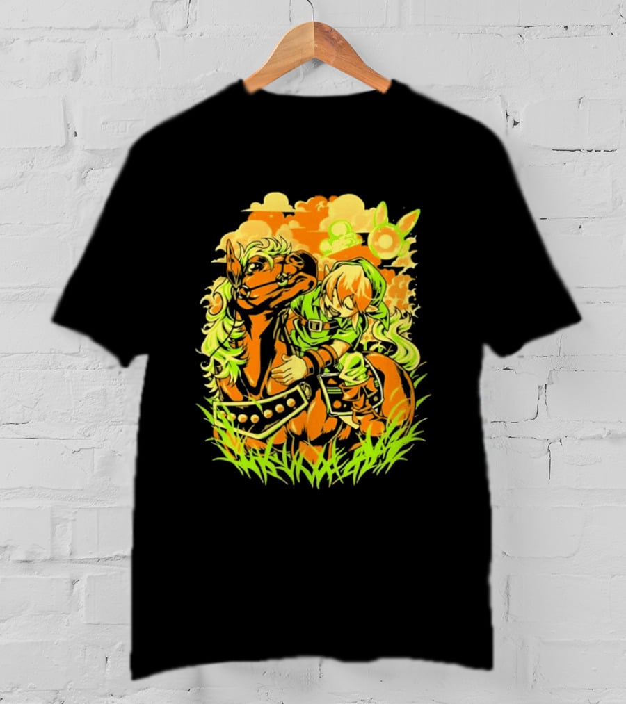 Legend Of Zelda Link And Epona Journey Through Hyrule Fields Adventure T-Shirt