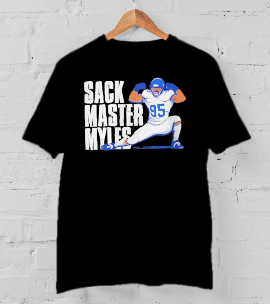 Myles 95 Sack Master Football Pose T-Shirt