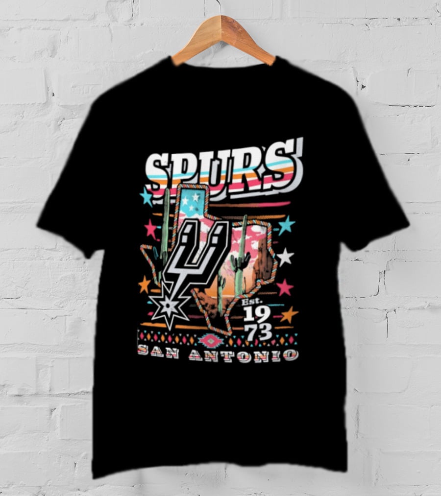 Spurs San Antonio 1973 Desert Cactus Stars Retro Western T-Shirt