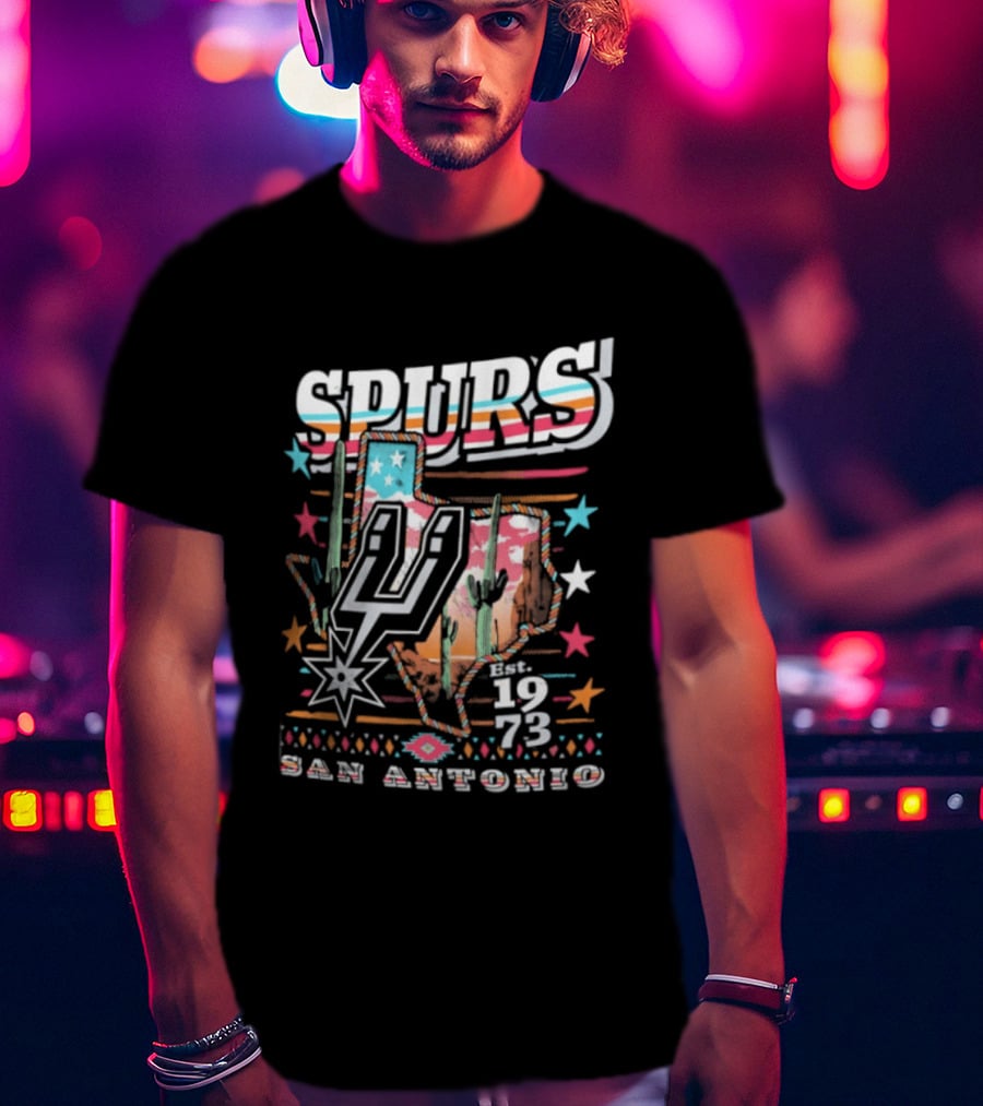 Spurs San Antonio 1973 Desert Cactus Stars Retro Western T-Shirt