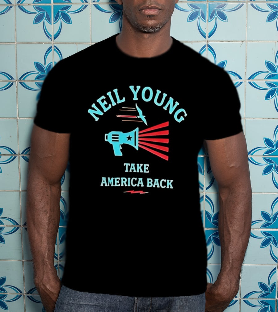 Neil Young Take America Back Megaphone And Bird T-Shirt