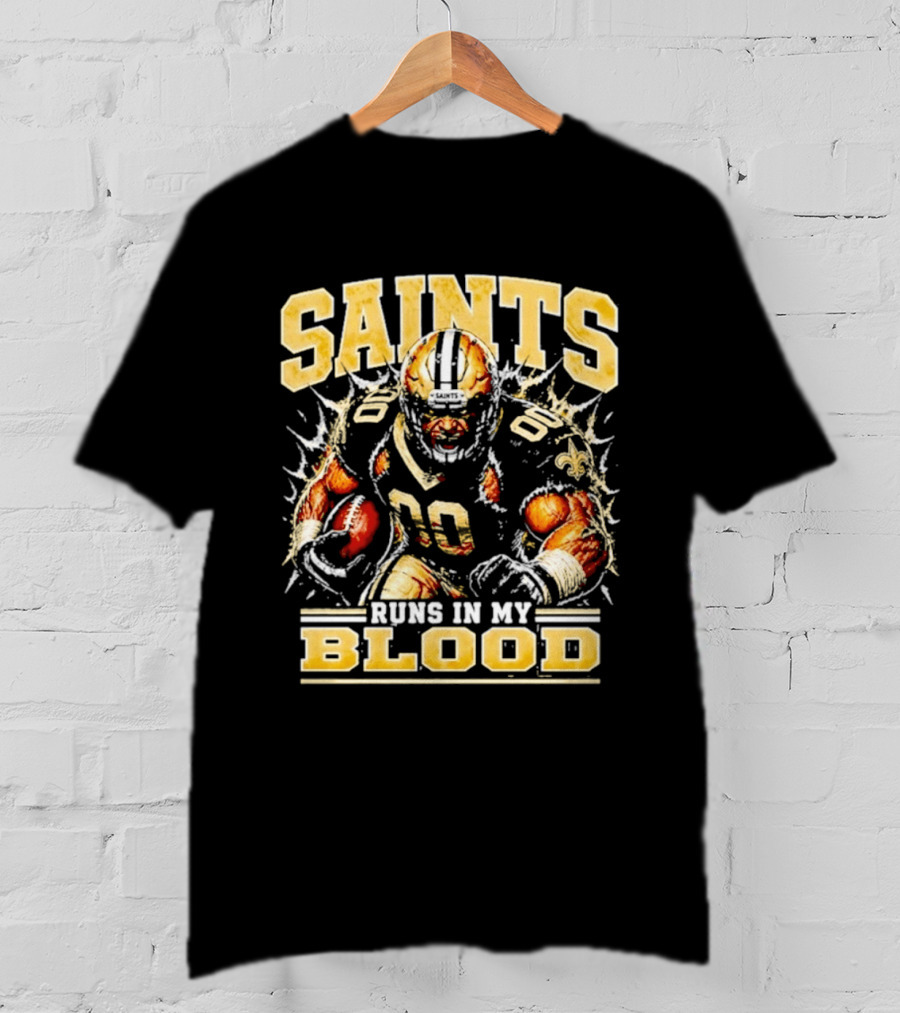 New Orleans Saints Football Runs In My Blood Team Player T-Shirt