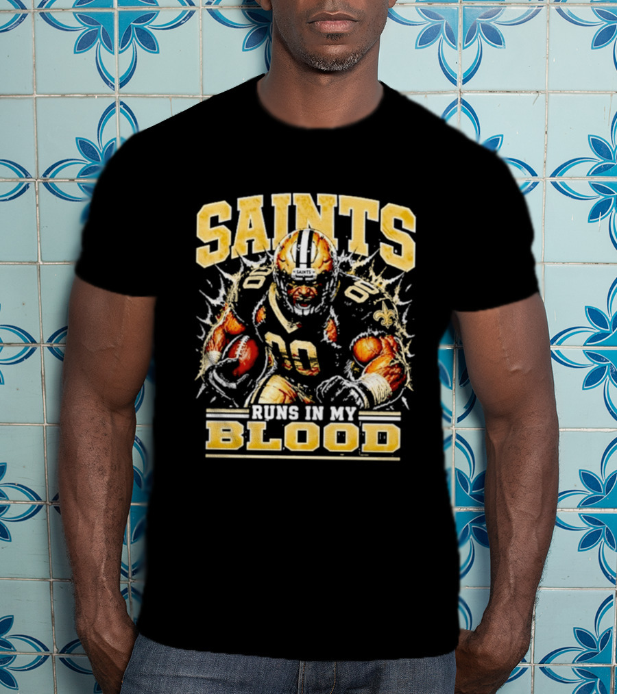 New Orleans Saints Football Runs In My Blood Team Player T-Shirt