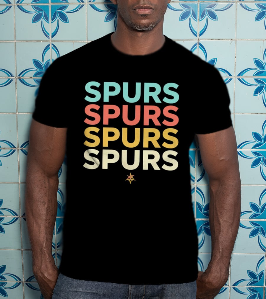 San Antonio Spurs NBA Team Colorful Logo Repetition T-Shirt