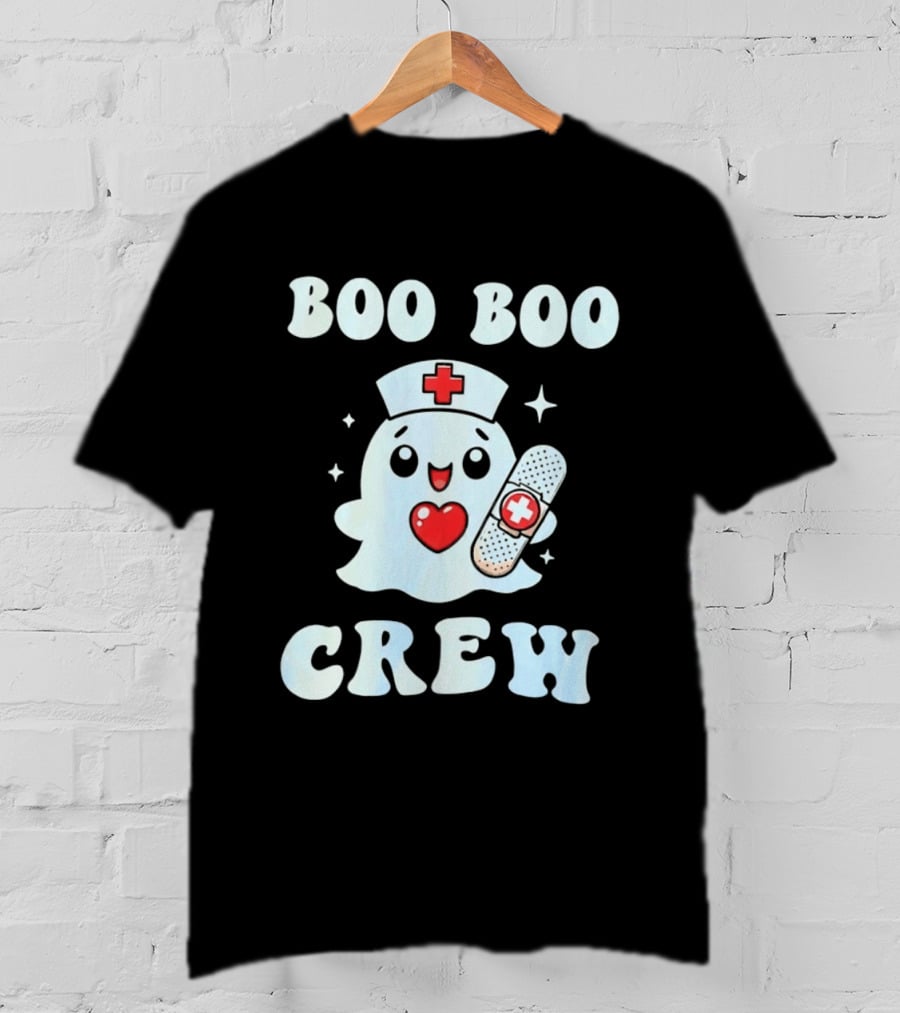 Boo Boo Crew Cute Ghost Nurse Halloween T-Shirt