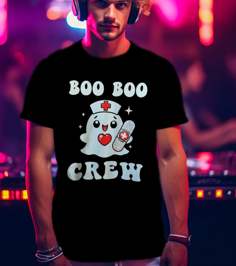 Boo Boo Crew Cute Ghost Nurse Halloween T-Shirt