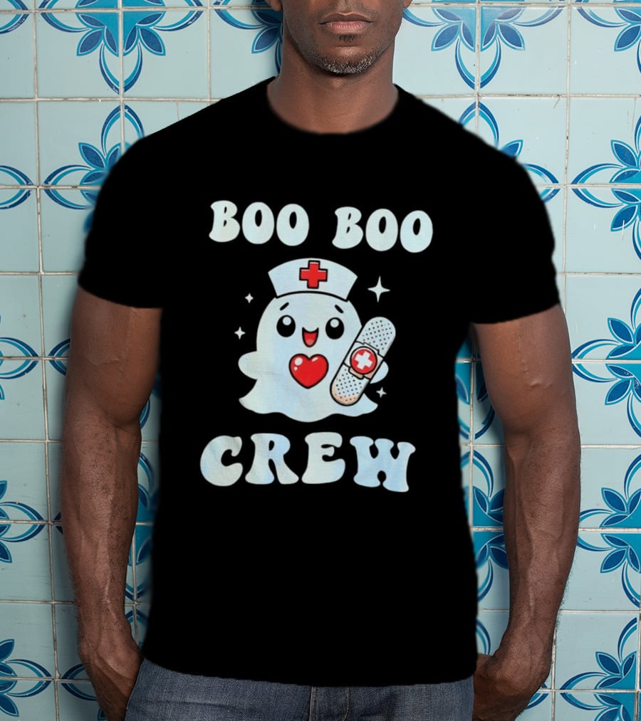 Boo Boo Crew Cute Ghost Nurse Halloween T-Shirt