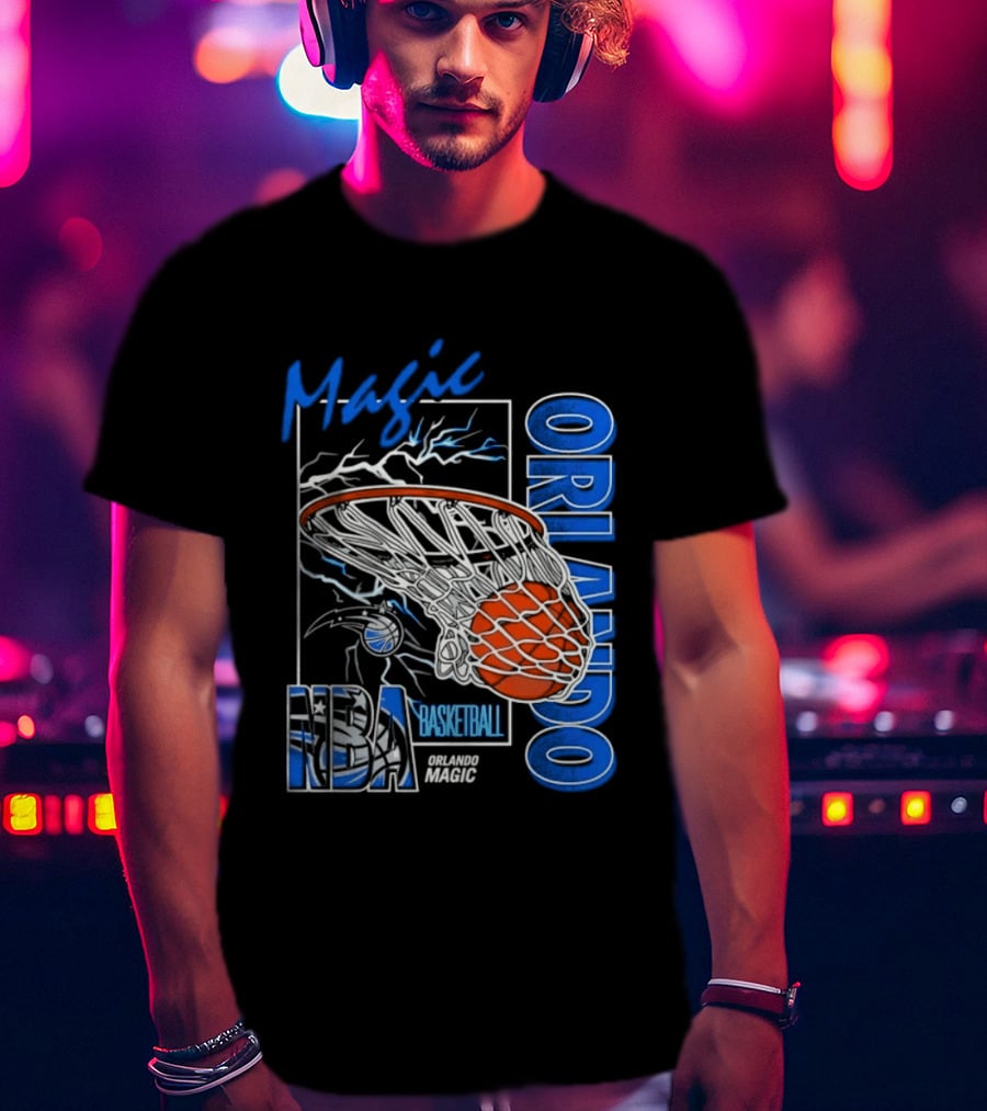 Magic Orlando Basketball NBA Lightning Swish T-Shirt