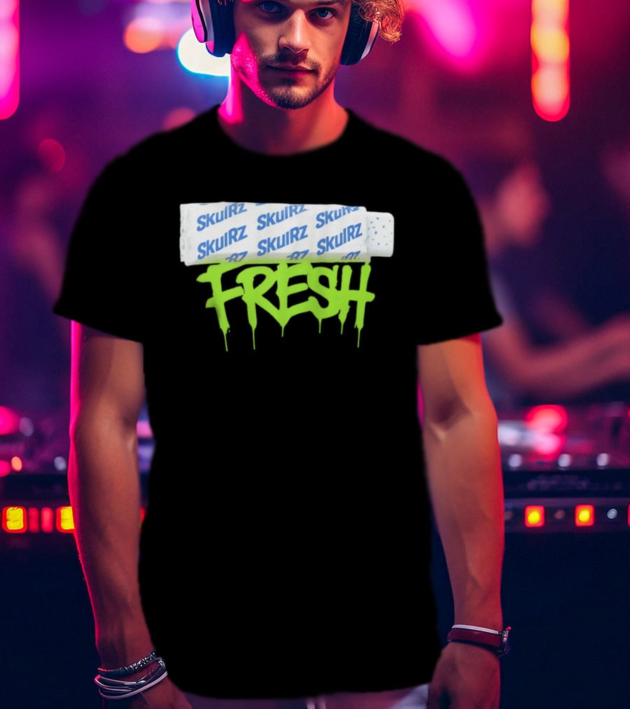 Skulrz Fresh Gum Stylized Wrapper And Green Dripping T-Shirt