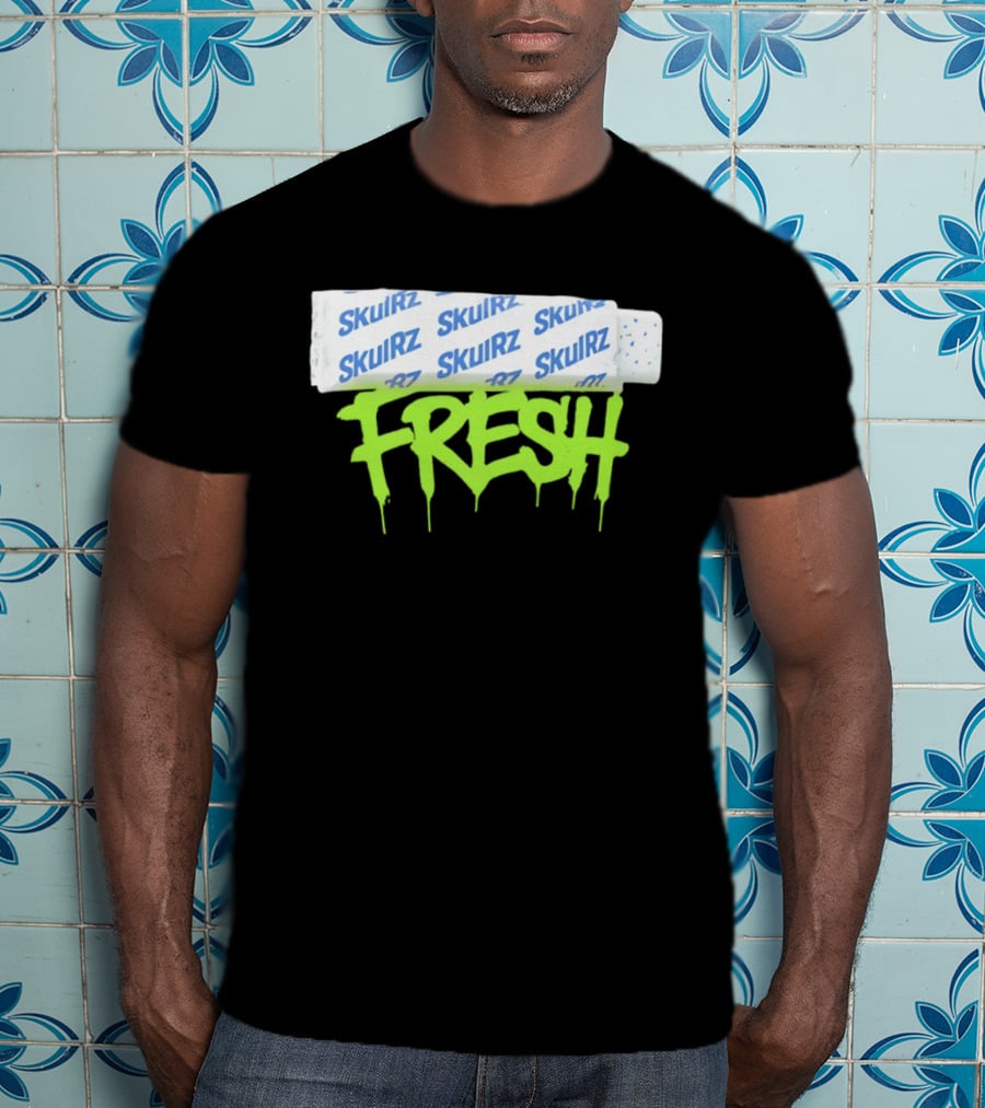 Skulrz Fresh Gum Stylized Wrapper And Green Dripping T-Shirt