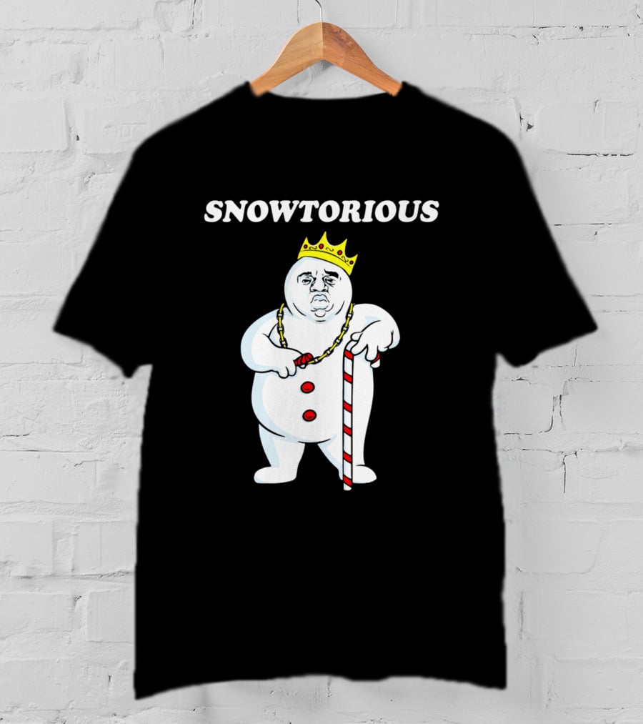 SNOWTORIOUS Funny Christmas King Snowman With Crown And Candy Cane T-Shirt