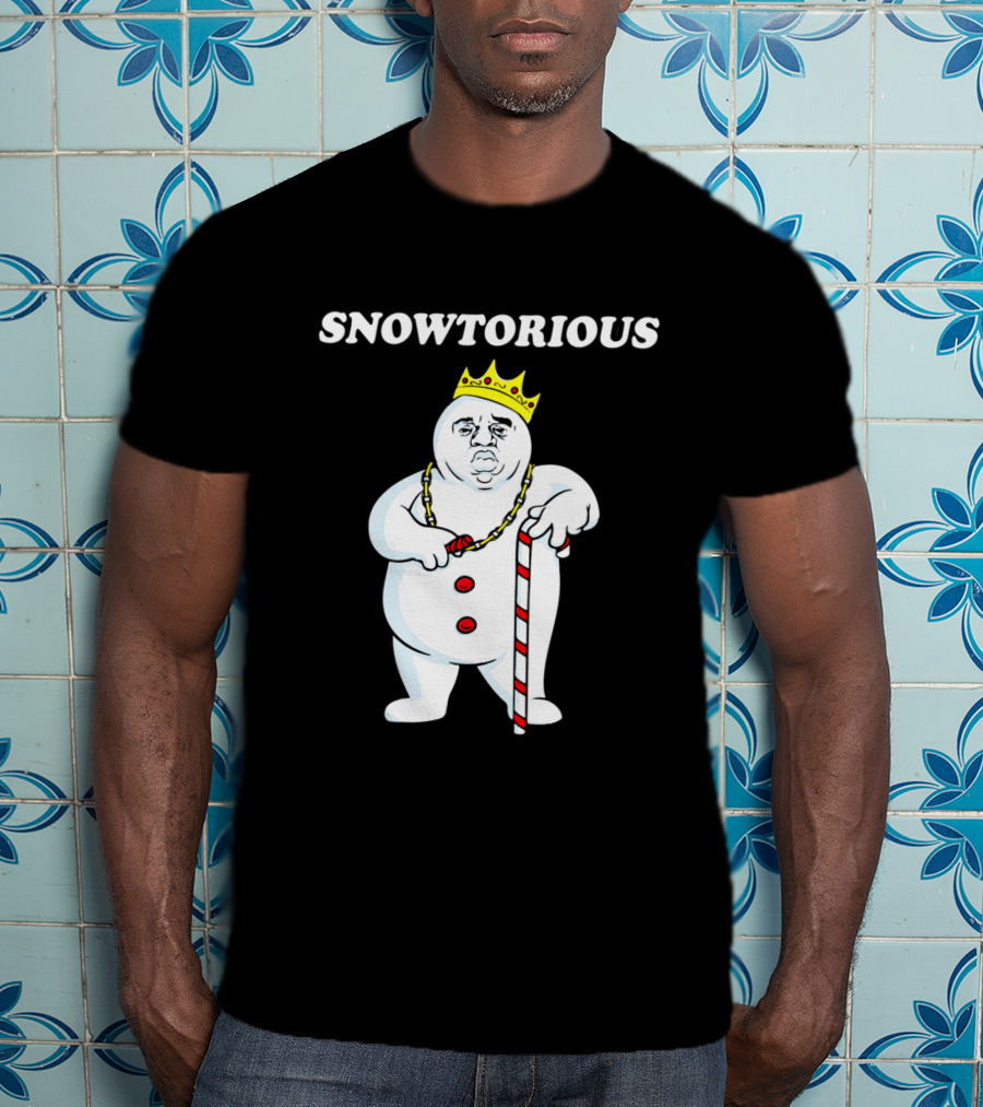 SNOWTORIOUS Funny Christmas King Snowman With Crown And Candy Cane T-Shirt