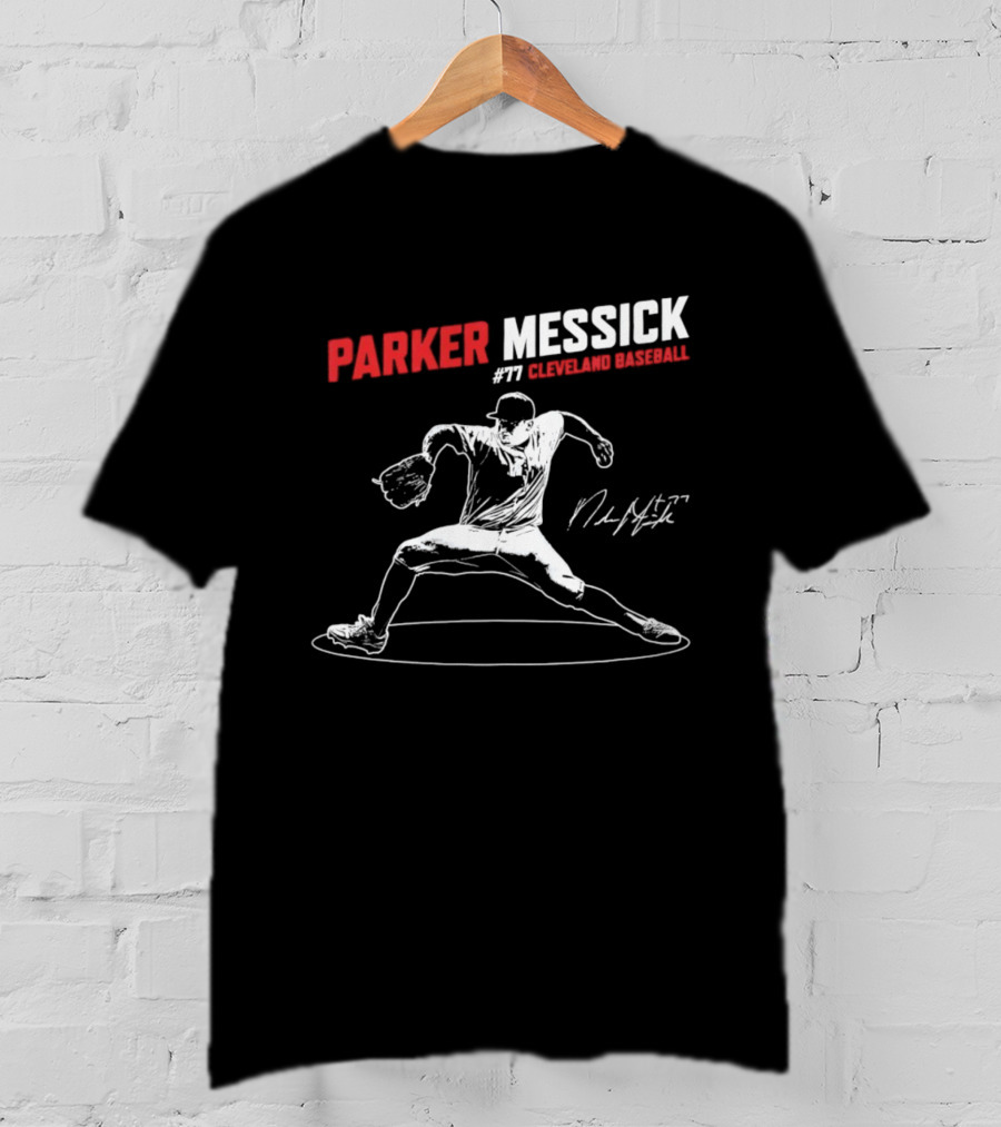 Parker Messick #77 Cleveland Baseball Commander Signature T-Shirt