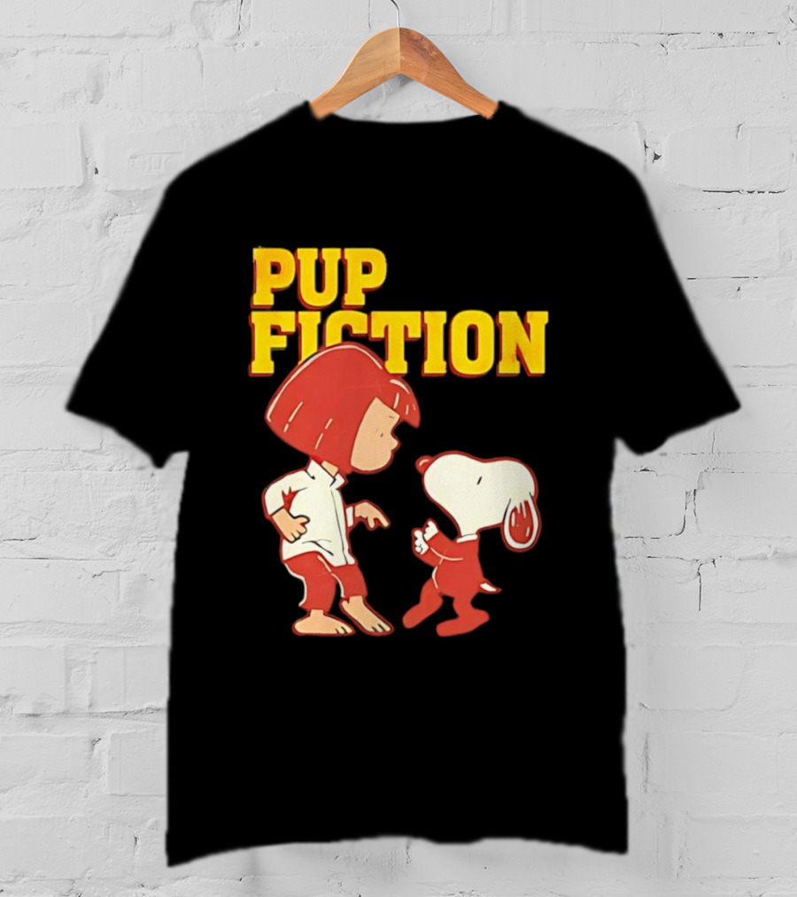 Pup Fiction Peanuts Characters Scene T-Shirt