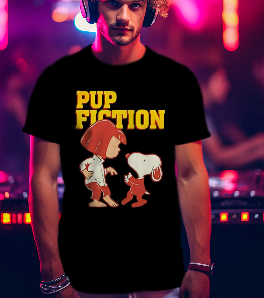 Pup Fiction Peanuts Characters Scene T-Shirt
