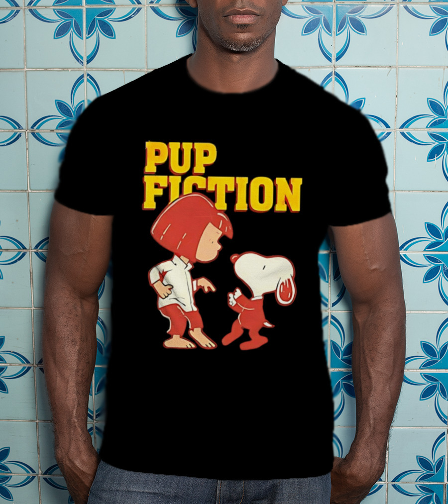 Pup Fiction Peanuts Characters Scene T-Shirt