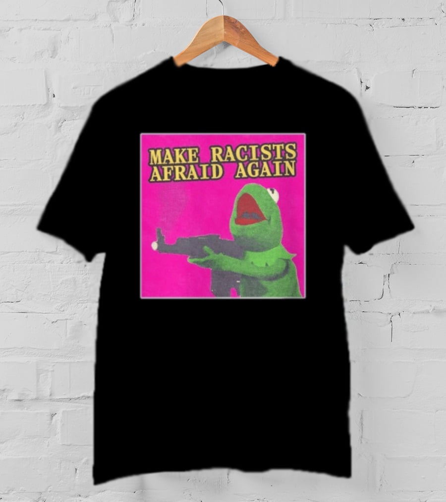 Make Racists Afraid Again Kermit Pepe Parody Pink T-Shirt