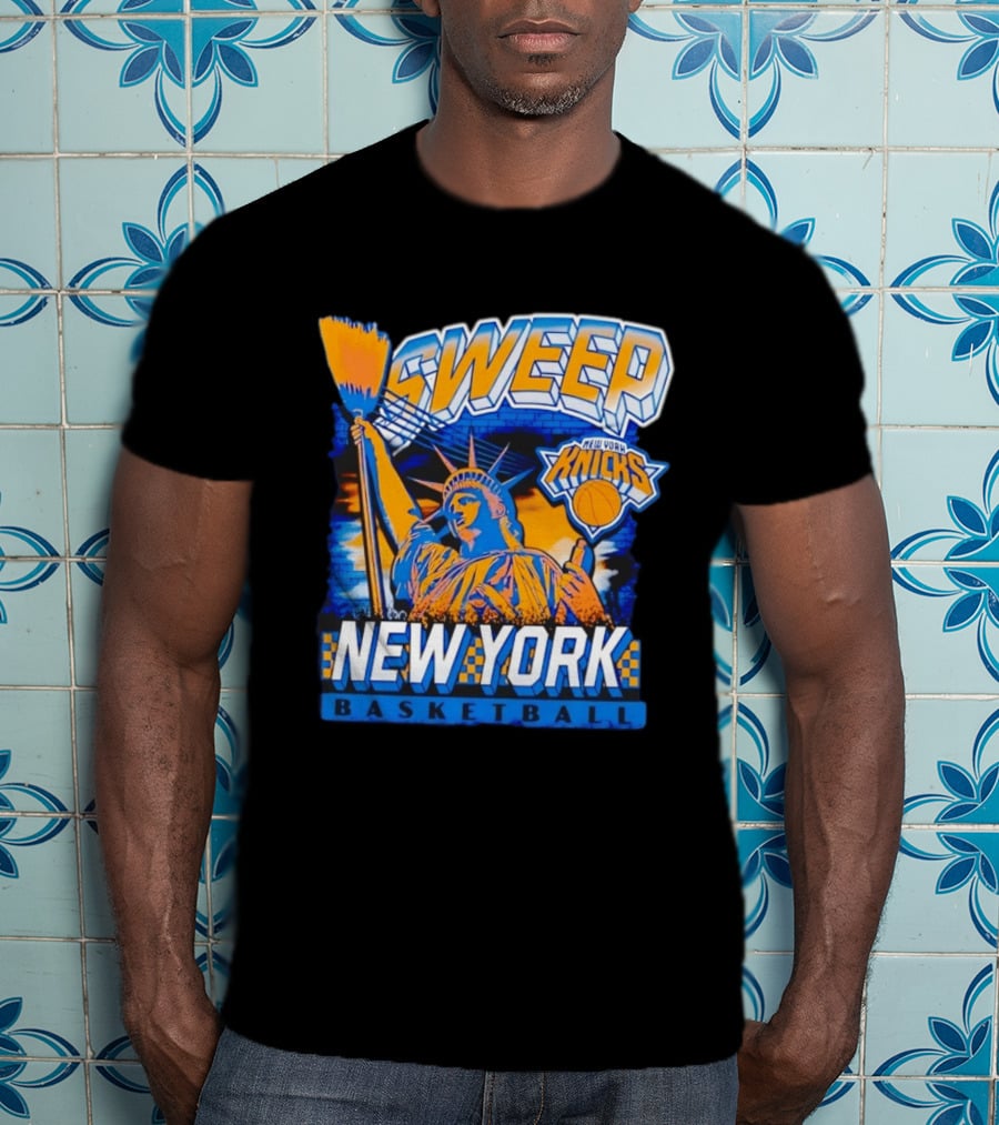 Sweep New York Knicks Basketball Statue Of Liberty T-Shirt