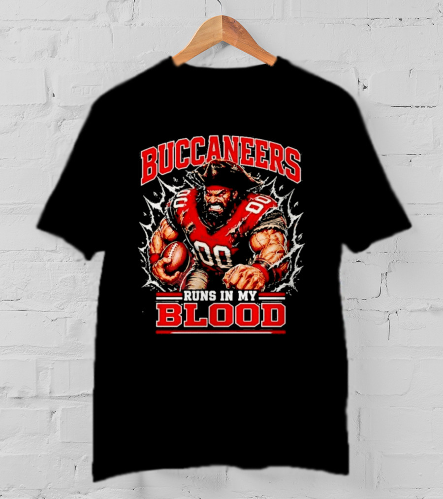 Buccaneers Runs In My Blood Football Player Team Spirit T-Shirt