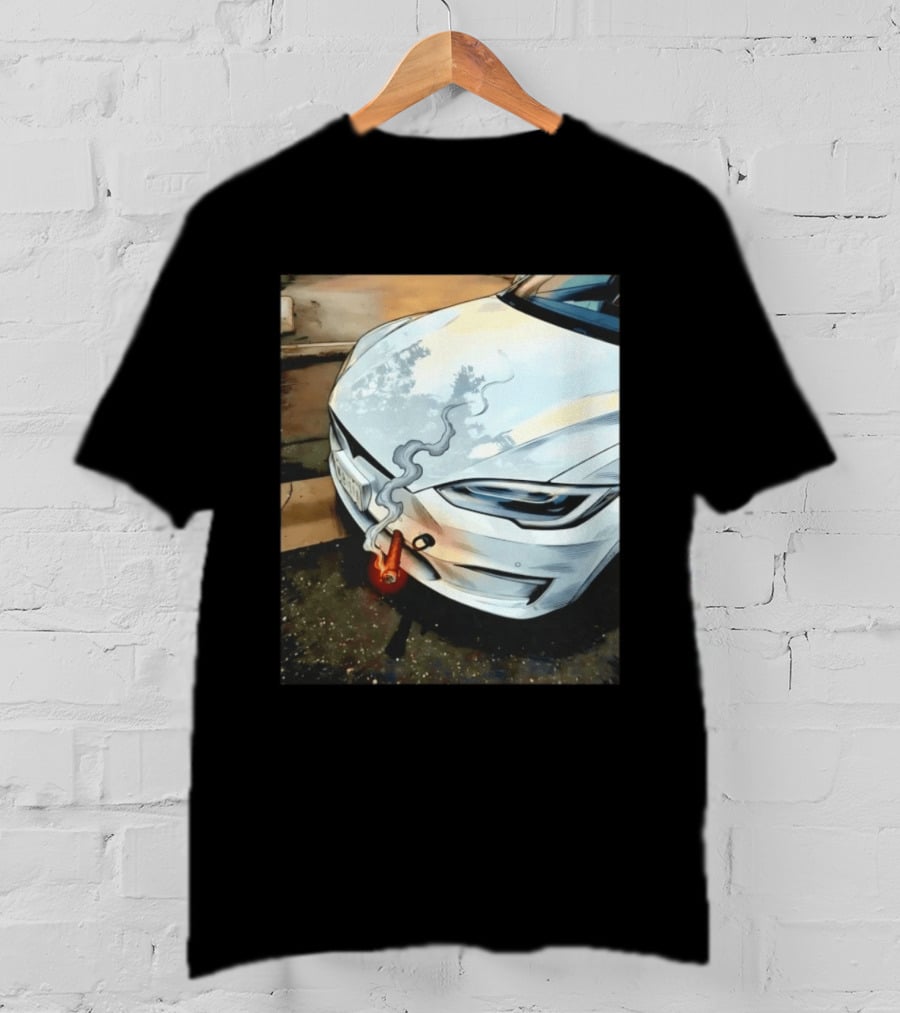Tesla Car Smoking Light It Up T-Shirt