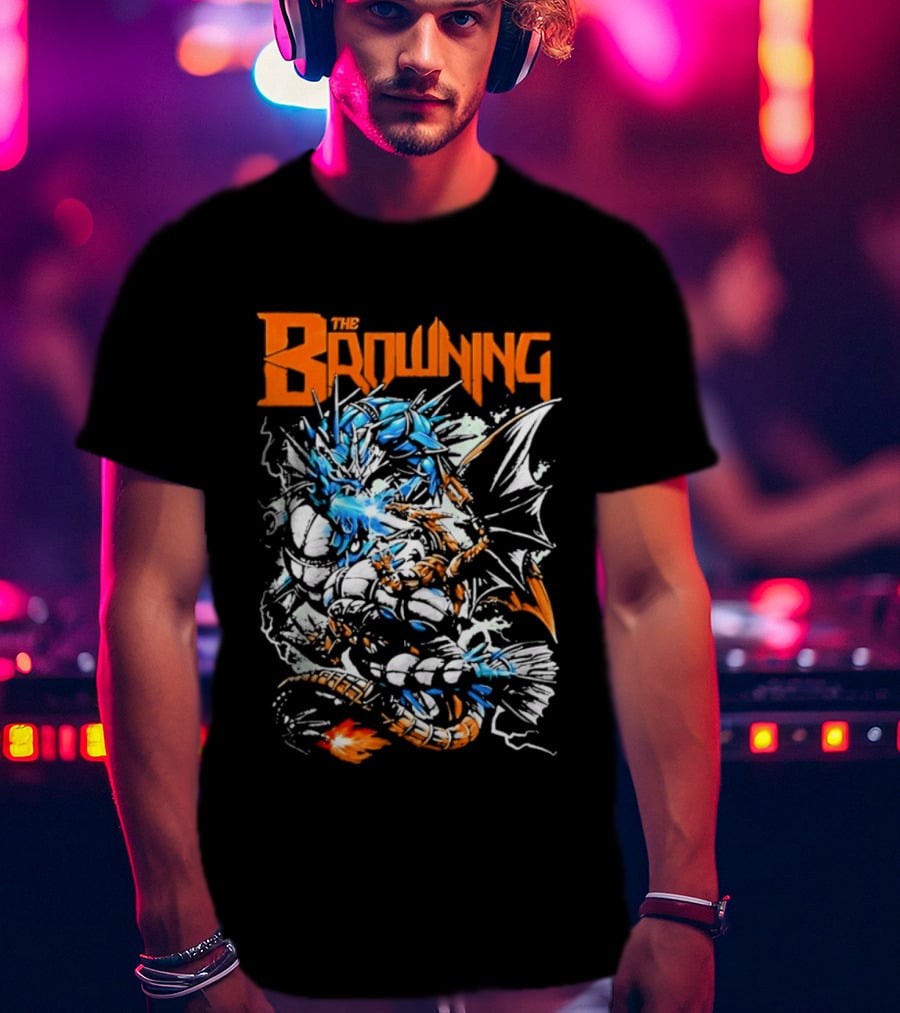 The Browning Cybernetic Dragon Sci Fi Fantasy Heavy Metal Battle T-Shirt