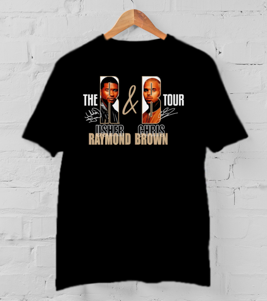 The R & B Tour Usher Chris Brown Raymond Brown Signatures T-Shirt