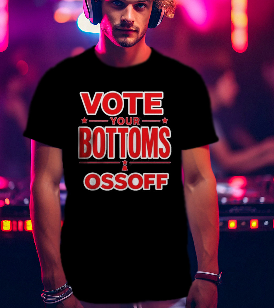 Vote Your Bottoms Ossoff Stars Bold Red T-Shirt