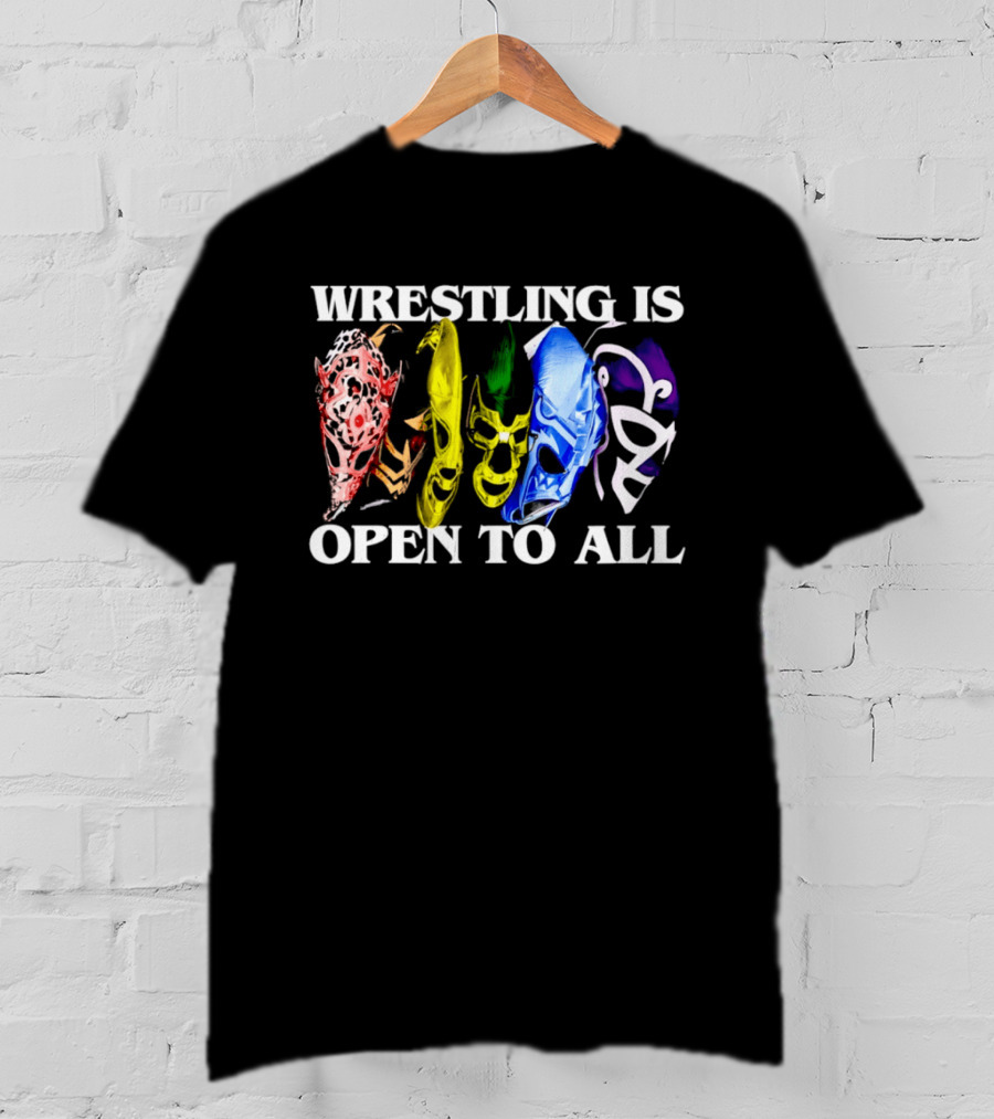 Wrestling Is Open To All Multicolor Lucha Libre Masks T-Shirt