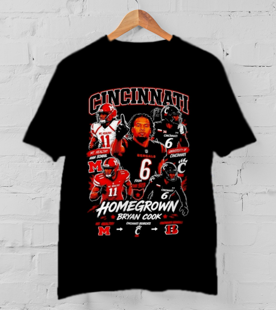 Cincinnati Bearcats Homegrown Bryan Cook University Of Cincinnati Mt. Healthy T-Shirt