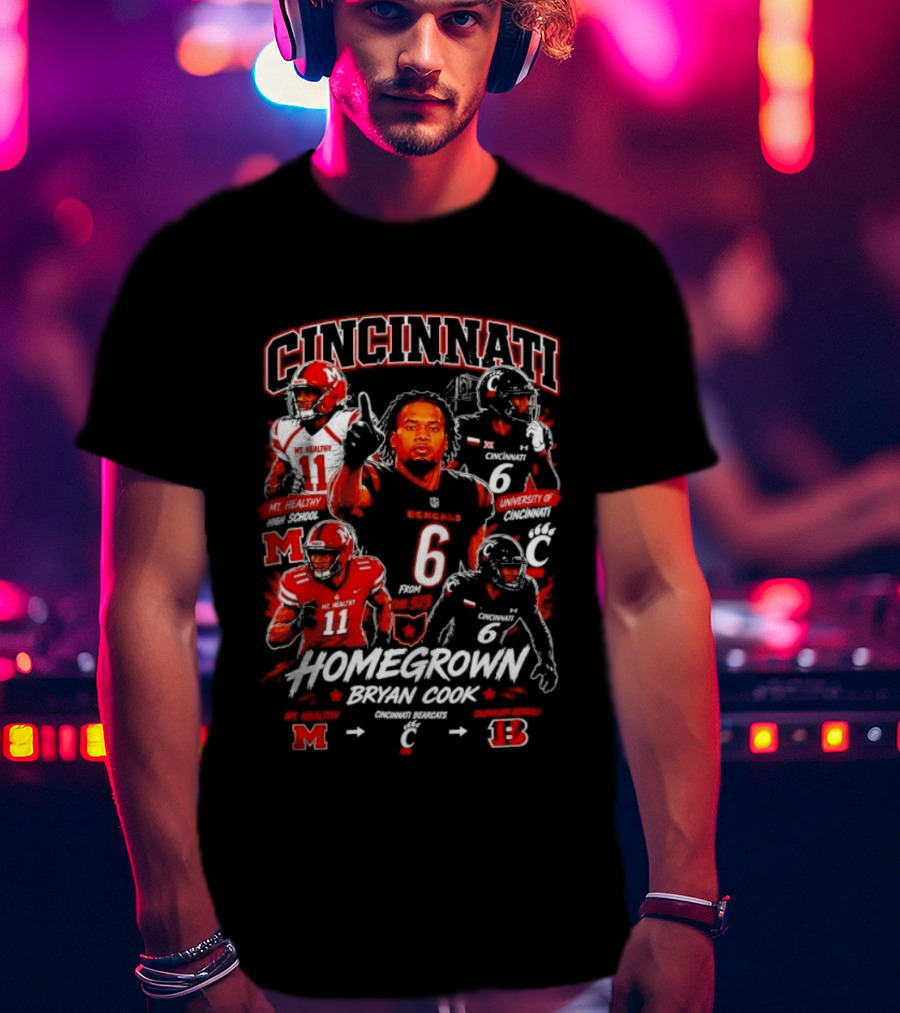 Cincinnati Bearcats Homegrown Bryan Cook University Of Cincinnati Mt. Healthy T-Shirt