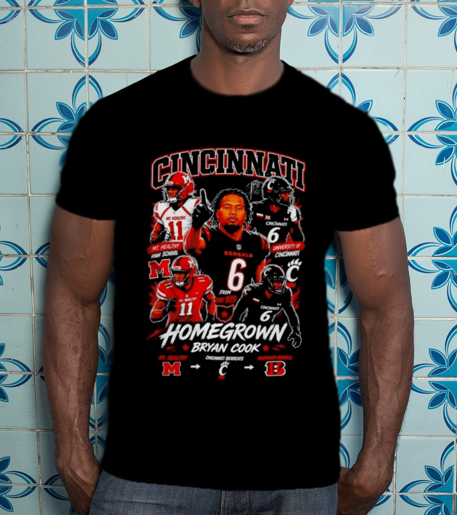 Cincinnati Bearcats Homegrown Bryan Cook University Of Cincinnati Mt. Healthy T-Shirt