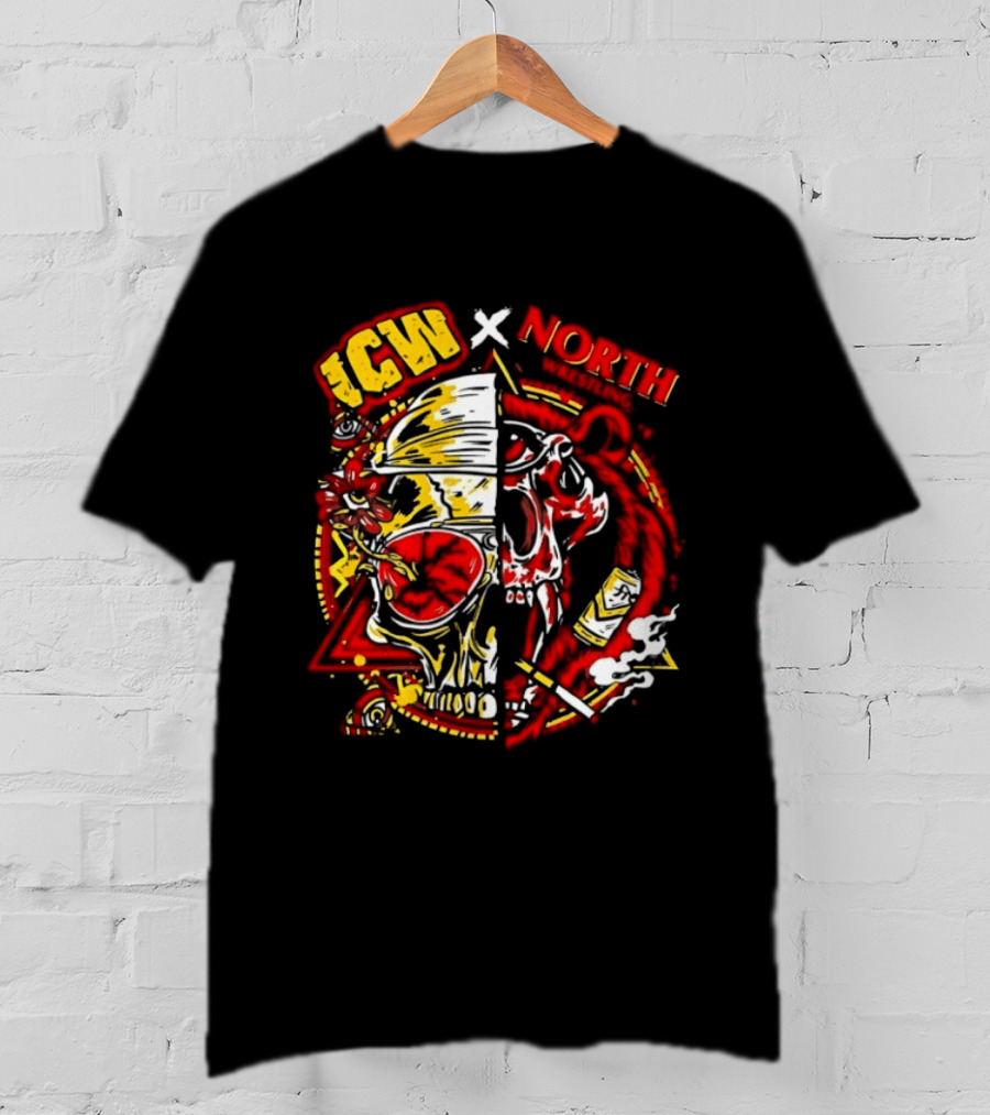ICW X NORTH Wrestling Skull Collaboration T-Shirt