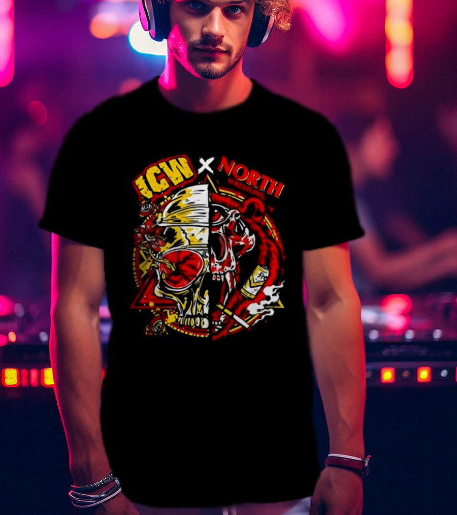 ICW X NORTH Wrestling Skull Collaboration T-Shirt