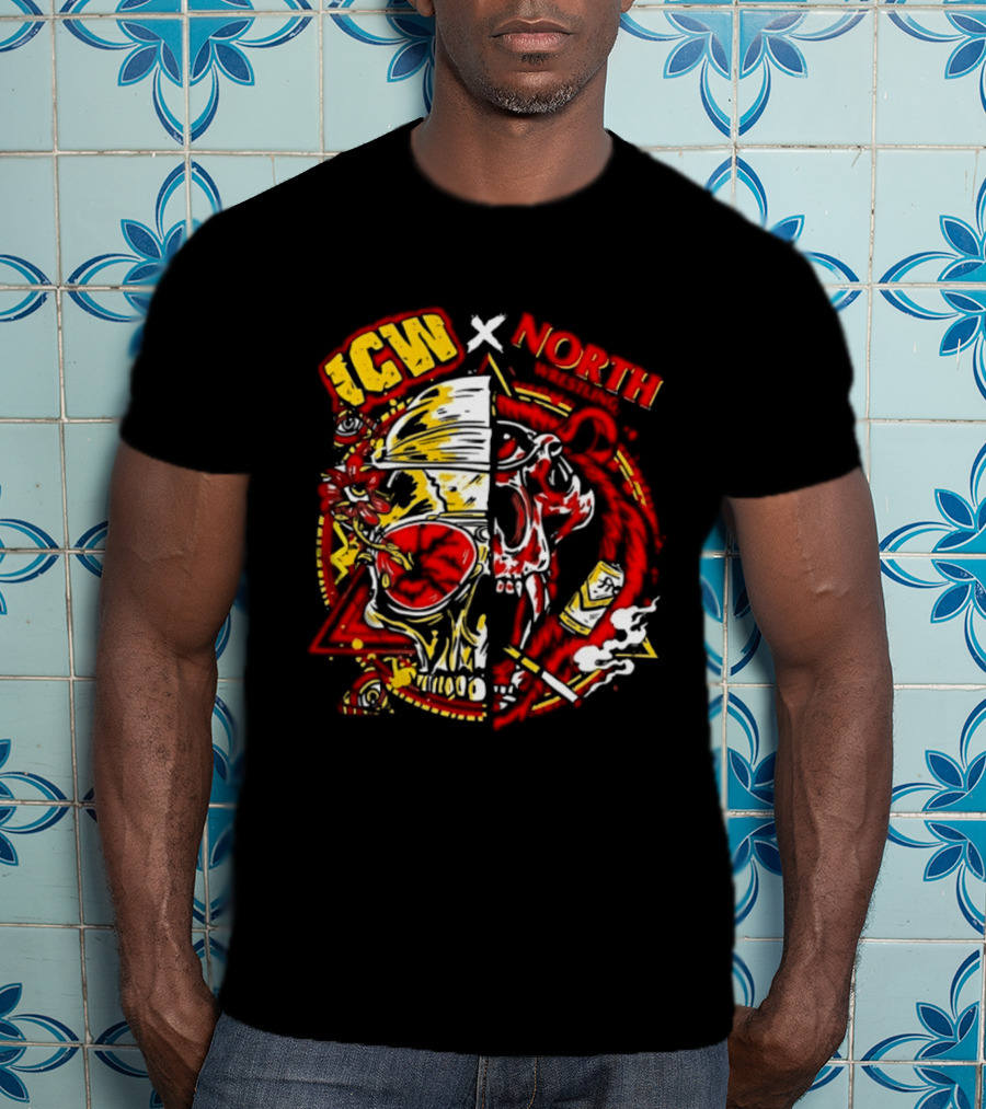 ICW X NORTH Wrestling Skull Collaboration T-Shirt