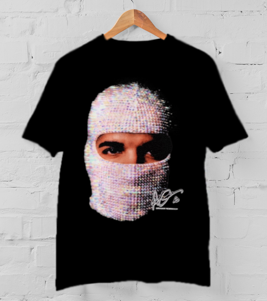 Drake Iceman Mask Jewel Encrusted Balaclava T-Shirt