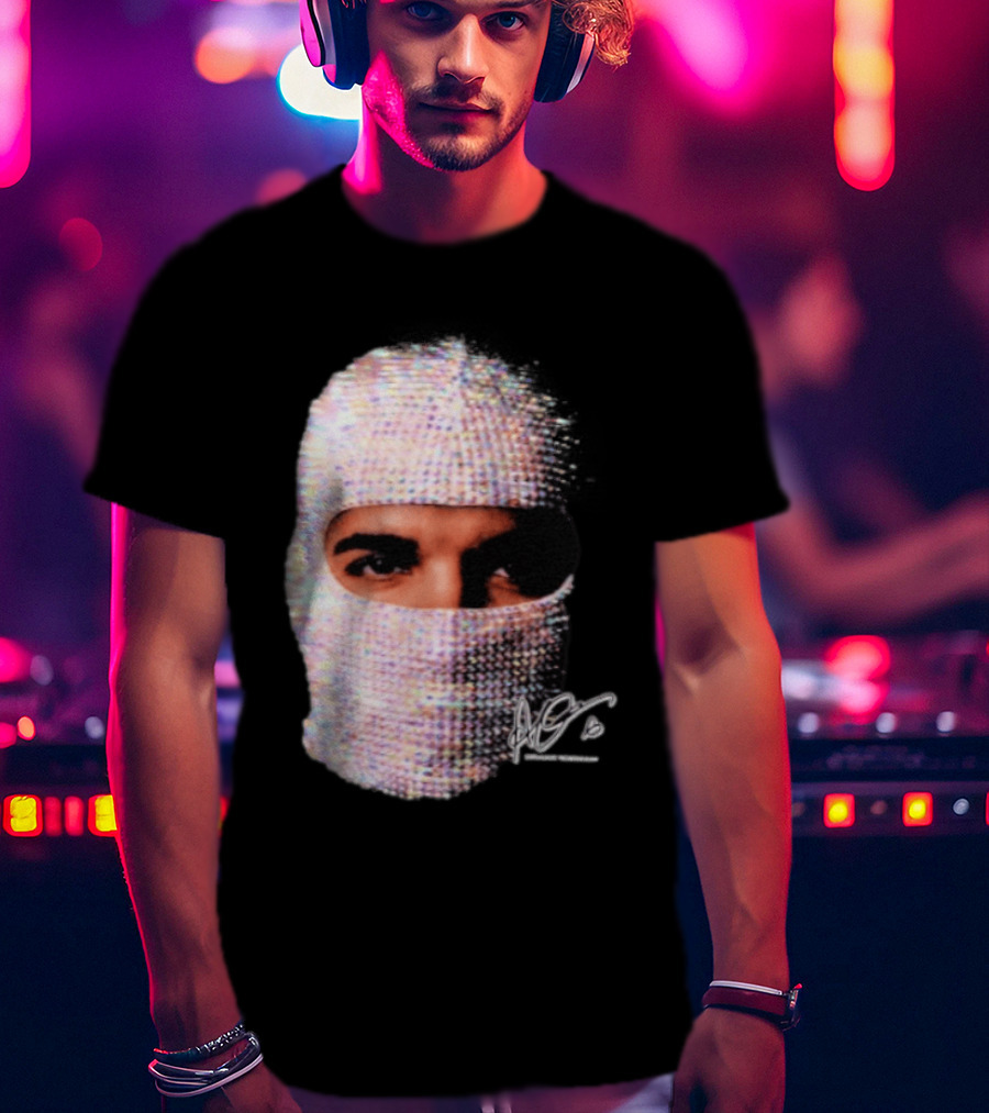 Drake Iceman Mask Jewel Encrusted Balaclava T-Shirt