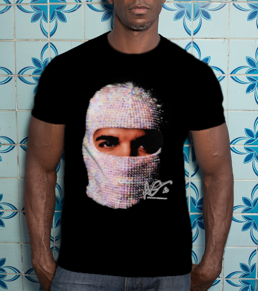 Drake Iceman Mask Jewel Encrusted Balaclava T-Shirt
